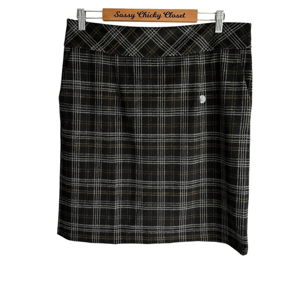NWT ARCHITECT Black Brown Plaid Ladies Career Skirt, L